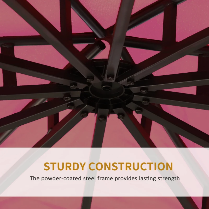 Outsunny 11.5' Patio Gazebo, Outdoor Gazebo Canopy Shelter with Curtains, Romantic Round Double Roof, Solid Steel Frame for Garden, Lawn, Backyard and Deck, Wine Red