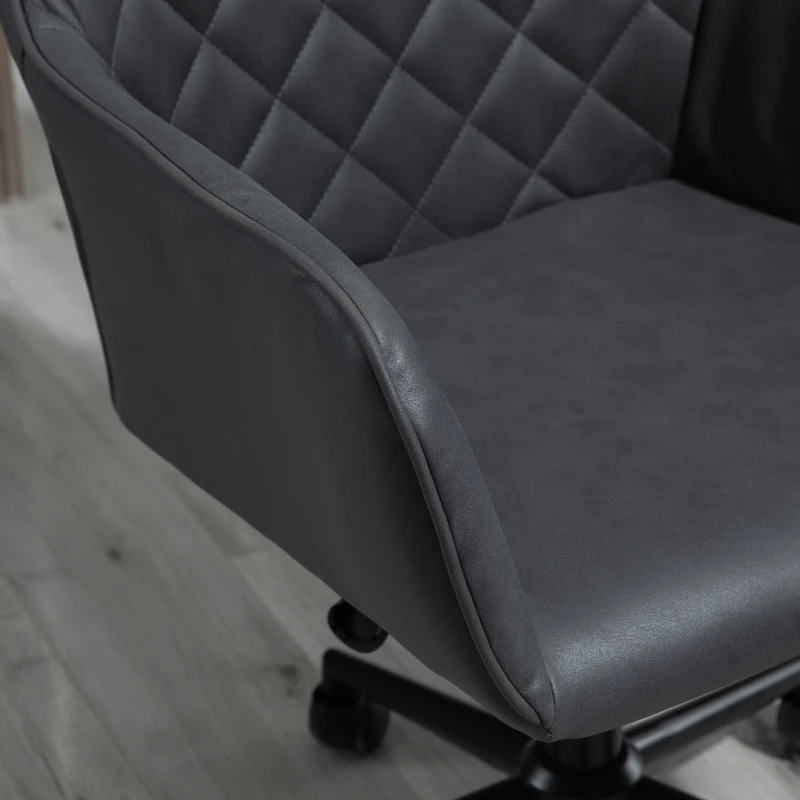 Vinsetto Mid Back Modern Home Office Chair Swivel Computer Desk Chair with Adjustable Height, Microfiber Cloth, Diamond Line Design, and Padded Armrests, Dark Gray