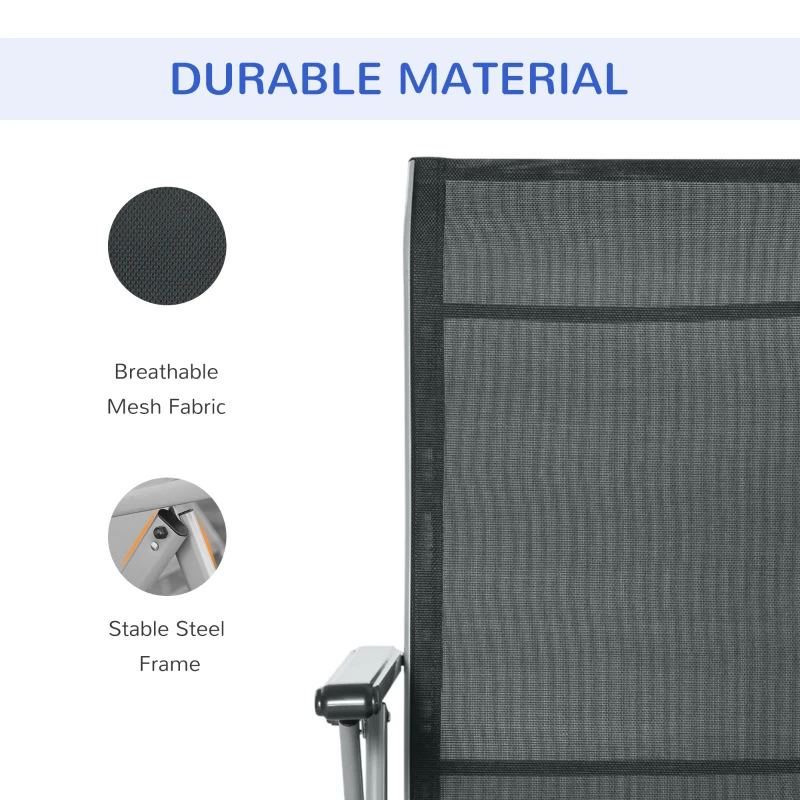 Outsunny Foldable Lounge Chair with 10-Positions Adjustable Backrest & Footrest for Deck, Backyard, Beach, Porch, Black