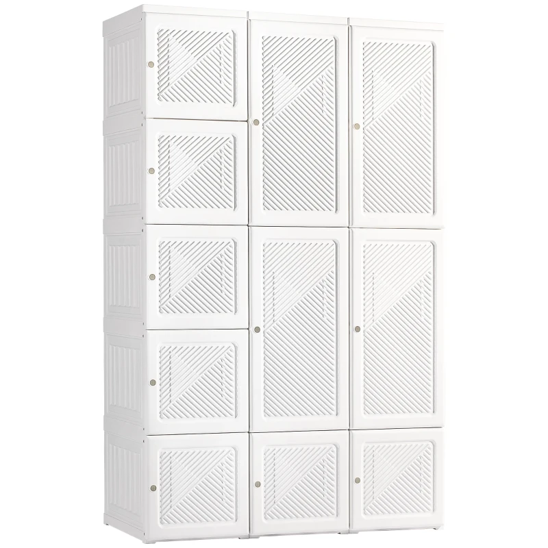 HOMCOM Portable Wardrobe Closet, Folding Bedroom Wardrobe, Clothes Storage Organizer with 8 Cube Compartments, White