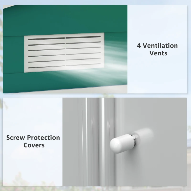 Outsunny 7' x 4' Outdoor Storage Shed, Garden Tool House w/ Foundation Kit Vents & Sliding Doors for Backyard Patio, Green