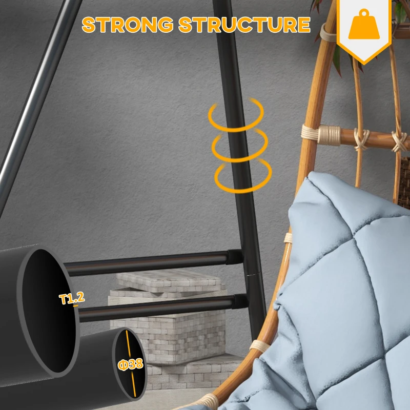 Outsunny Hammock Chair Stand, Hanging Heavy Duty Metal Frame Hammock Stand for Hanging Hammock Air Porch Swing Chair, Egg Cahir, Indoor & Outdoor Use, 70.1" x 56.3" x 70.9" Black