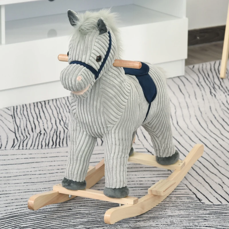 Qaba Kids Rocking Horse Plush Ride on Horse Toddle Rocker for 36-72 Months