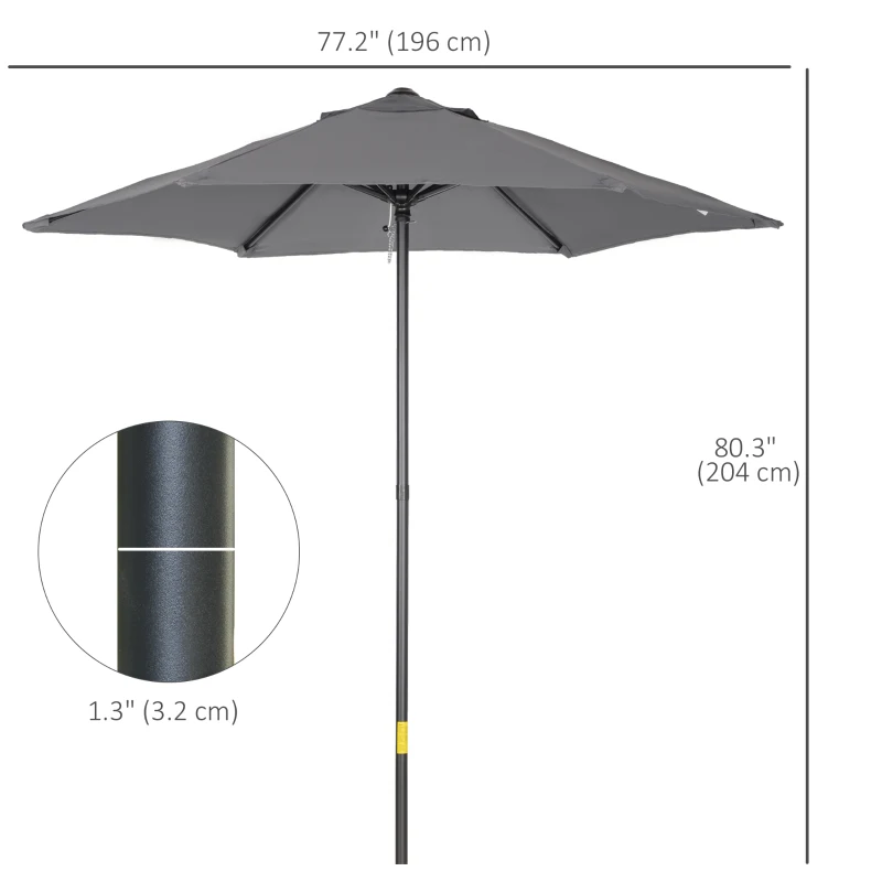 Outsunny 6.6FT Patio Umbrella, Outdoor Parasol with 6 Solid Ribs, Dark Grey