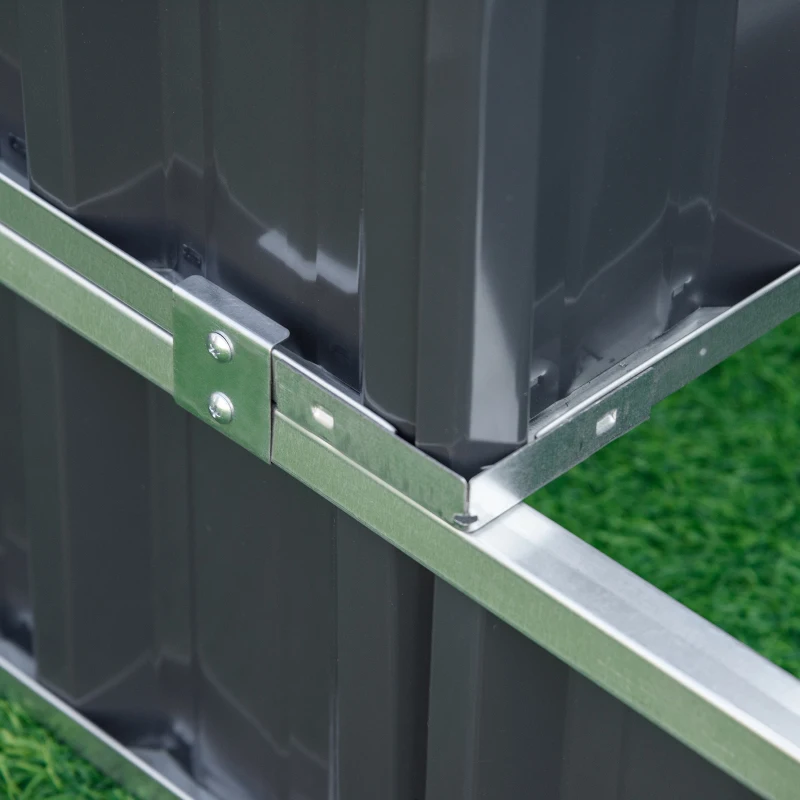 Outsunny 3 Tier Raised Garden Bed Outdoor Metal Patio Planter Box with Gloves,  4' x 4' x 2' for Backyard, Patio to Grow Vegetables, Herbs, and Flowers, Gray