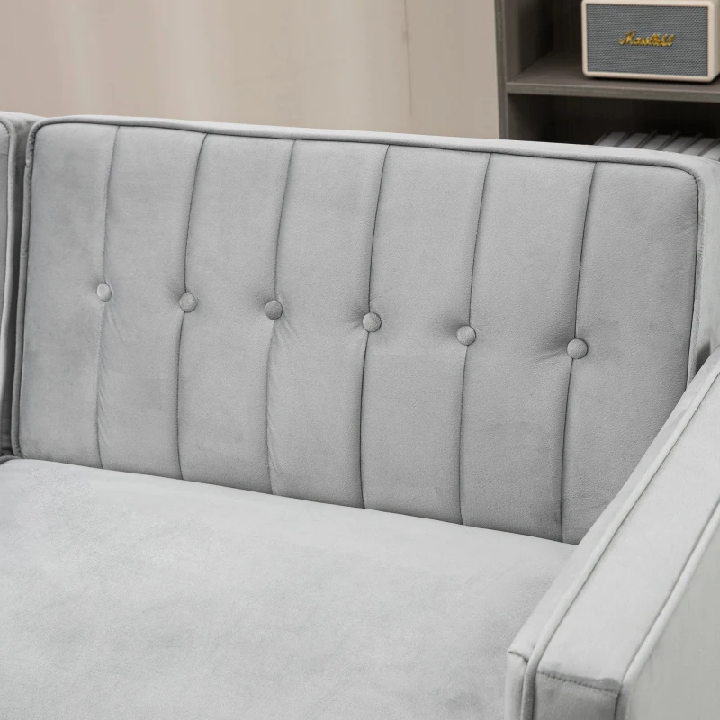 HOMCOM 3 Seater Sofa Bed with Reclining Split Back & Rubber Wood Legs, Light Gray