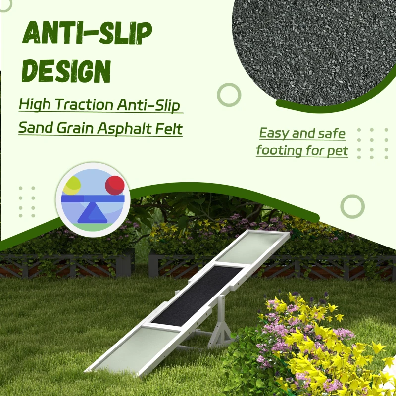 PawHut Wooden Dog Agility Seesaw for Training and Exercise, White