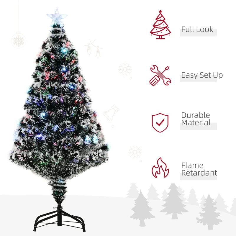 HOMCOM 4ft Pre-Lit LED Optical Fiber Christmas Tree Artificial Seasonal Decor