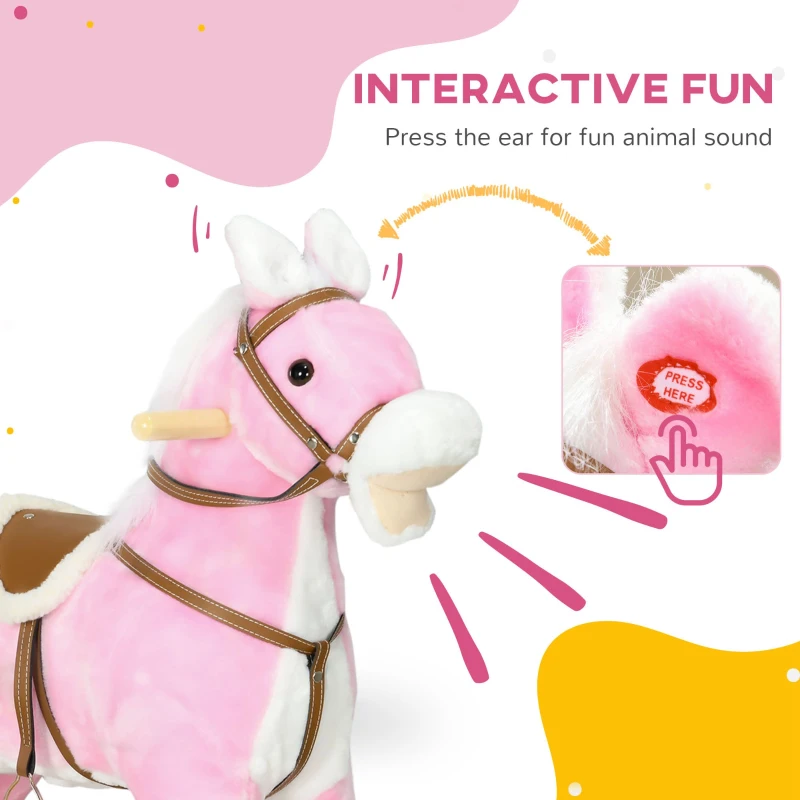 Qaba Rocking Horse Toddler Ride On Horse with Sound Saddle, Pink