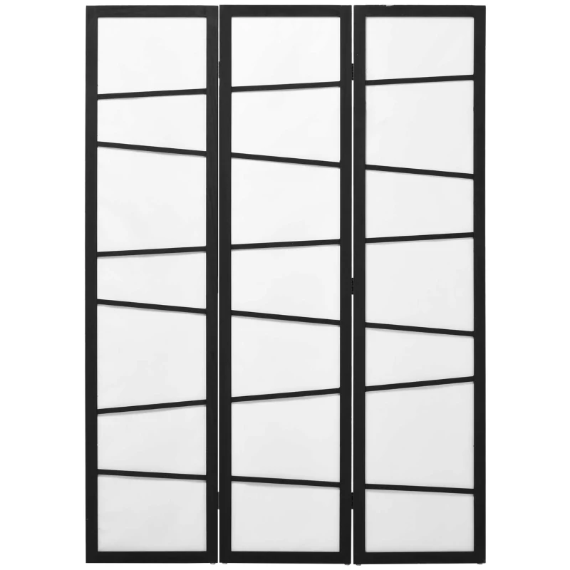 HOMCOM 5.6ft Folding Room Divider, 3 Panel Wall Partition with Wood Frame for Bedroom, Home Office, White