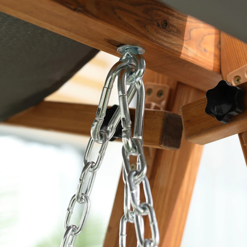 Outsunny 3 Seater Patio Swing Chair Convertible Cushioned Porch Swing Bed with Canopy, Wood Frame for Outdoor, Backyard, Garden