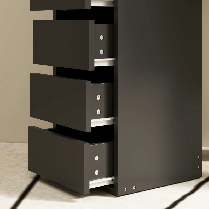 HOMCOM Makeup Vanity Table with 3-Panel Mirror and 10 LED Lights, Dressing Table with 5 Drawers and Shelves for Bedroom, Black