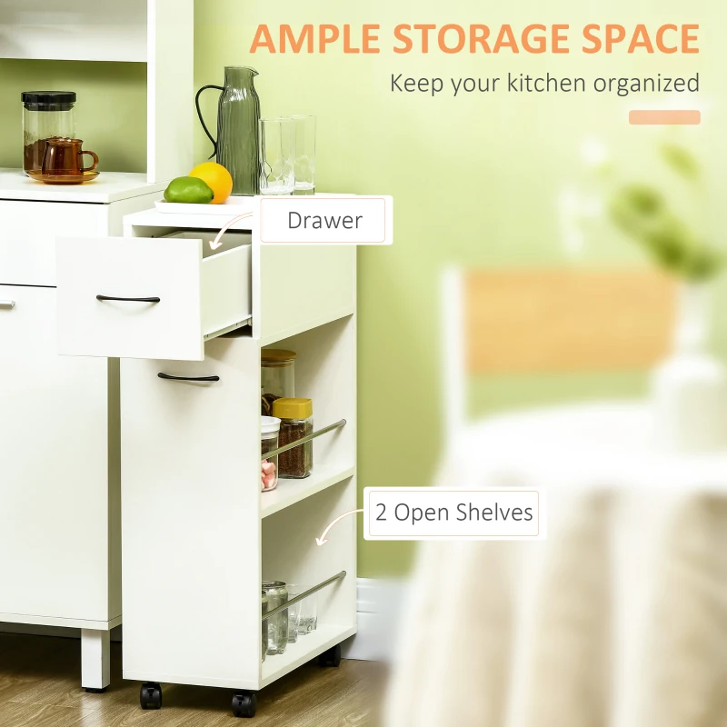 HOMCOM 3- tier Slim Storage Cart, Rolling Narrow Kitchen Cart on Wheels for Small Place, Slide Out Side Utility Cart for Bathroom, Laundry