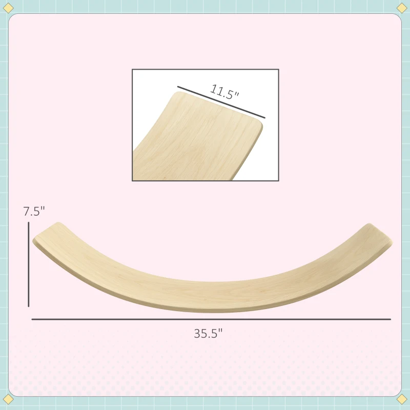 Qaba 35 Inch Wooden Balance Board for Kids Years 3-8, Wood