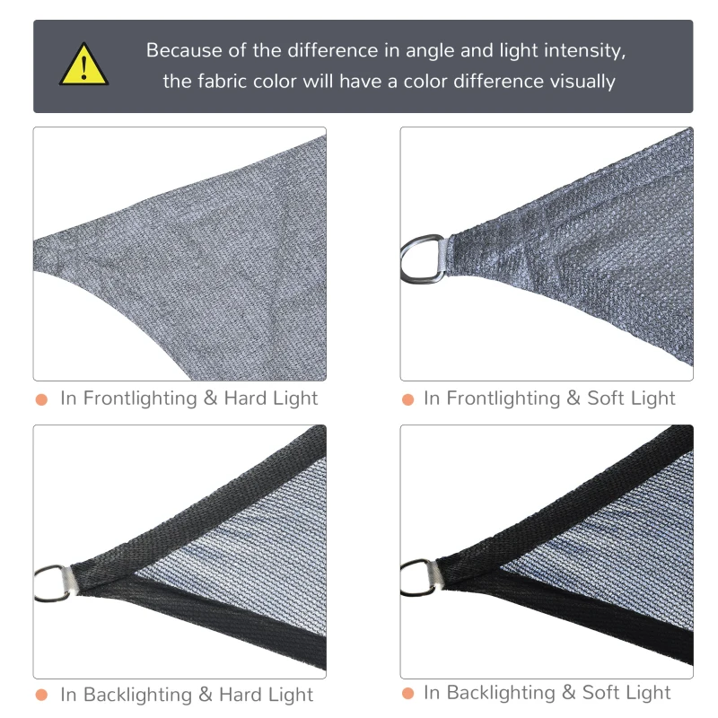 Outsunny 13' x 20' Sun Shade Sail Canopy Outdoor Shade Sail Cloth for Patio Deck Yard with D-Rings and Rope Included, Gray