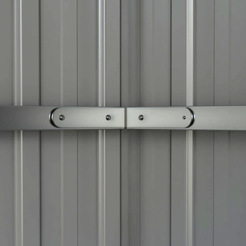 Outsunny 11.2' x 5.6' Storage Shed w/ Lockable Door, Galvanized Metal Utility Outdoor Shed for Backyard, Bike, Patio, Light Gray