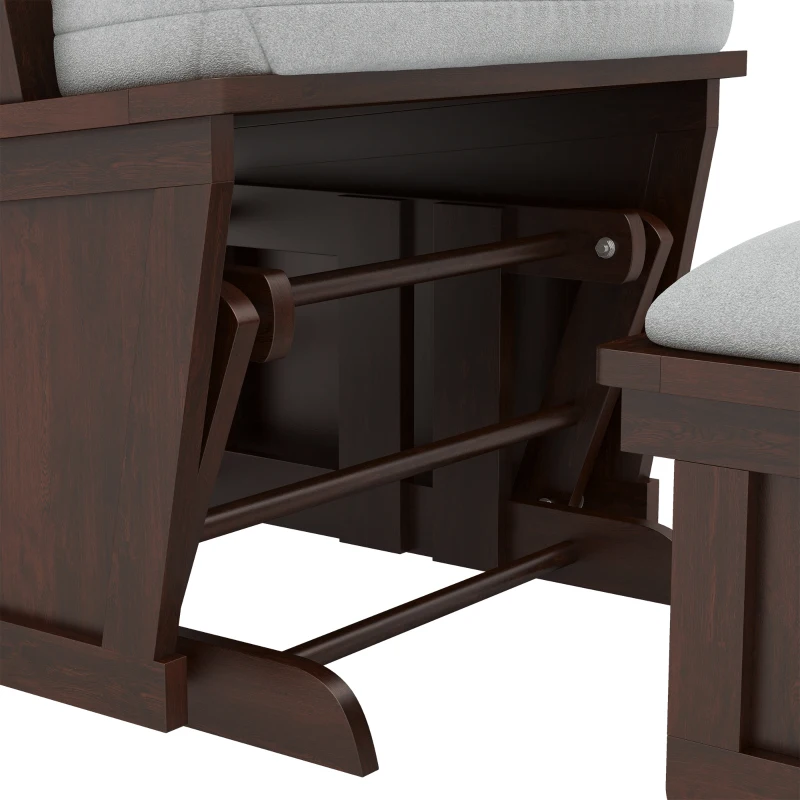 HOMCOM Rocking Chair Set with Ottoman, Nursery Glider Rocker with Footrest, Padded Cushion Seating and Wood Base, Light Gray