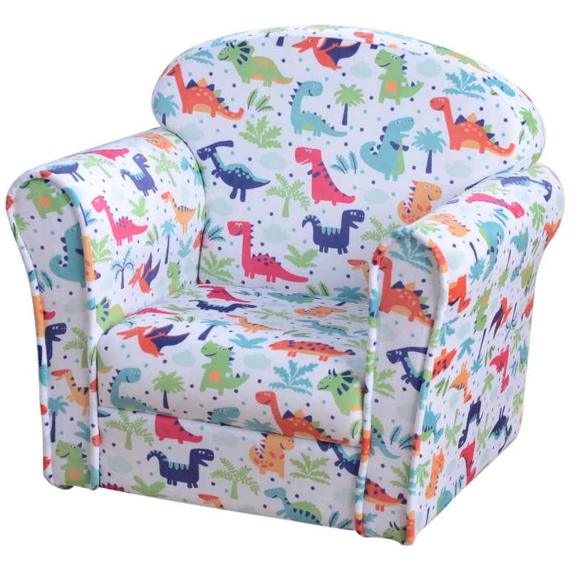 Qaba Kid's Sofa Armchair with Dinosaur Design and Thick Padding