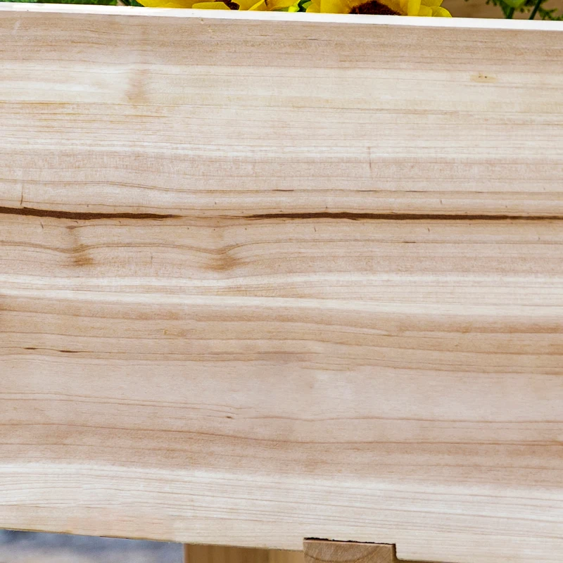Outsunny Raised Garden Bed with 3 Planter Box, Elevated Wooden Plant Stand with Drainage Holes, for Vegetables, Herb and Flowers, Natural