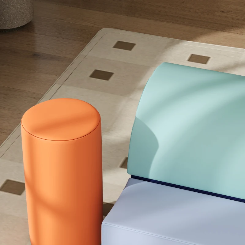 Qaba 6 Piece Soft Play Equipment for Kids 6-72 Months, Orange and Blue