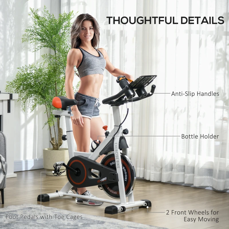 Soozier 18 lb Flywheel Indoor Stationary Bike with LCD Monitor, Adjustable Height & Resistance, & Pedal Cage