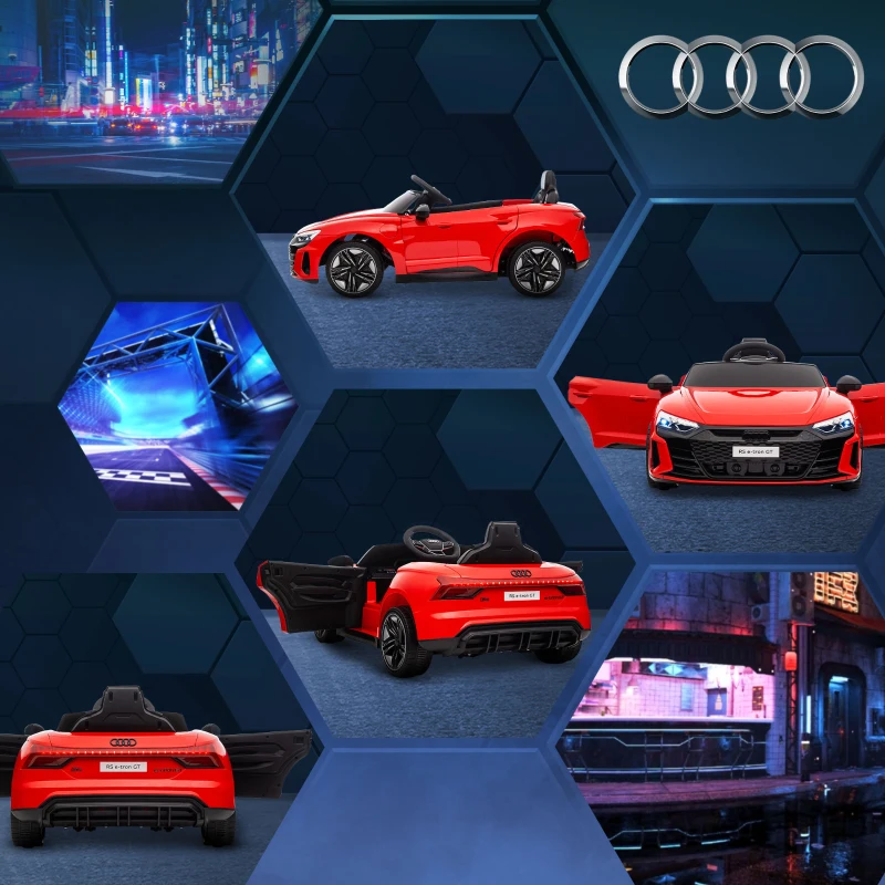 Aosom Electric Car for Kids, 12V Licensed Audi RS E-tron GT 3.1 MPH Kids Ride on Car, Ride-on Toy with Remote Control, 4 Suspension Wheels, Horn, Music, Lights, for Boys and Girls, Red(m-8)