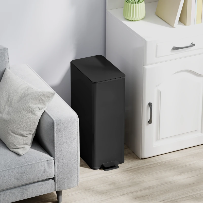 HOMCOM 5.3 Gallon Stainless Steel Kitchen Garbage Can with Soft-close Lid, Foot Pedal, Fingerprint-Proof, Black