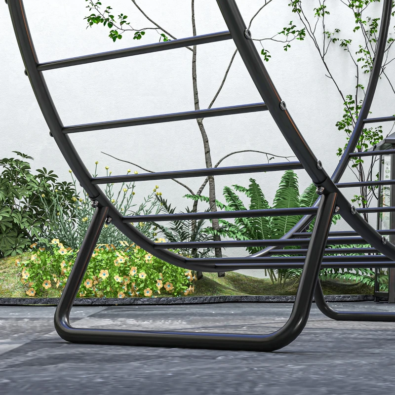 Outsunny 48" Firewood Rack with Waterproof Cover, Heavy Duty Wood Storage Holder Log Rack for Indoor Outdoor, Black