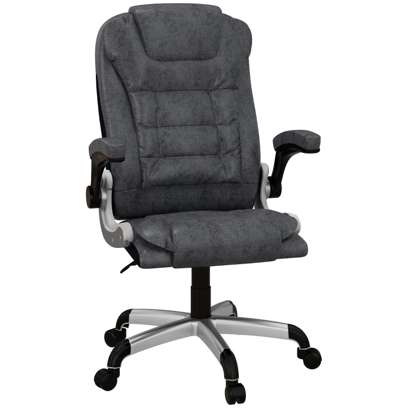 Vinsetto Heavy Duty Microfibre Office Chair, Big and Tall Computer Chair with Flip-up Arm, 400lbs, Charcoal Grey