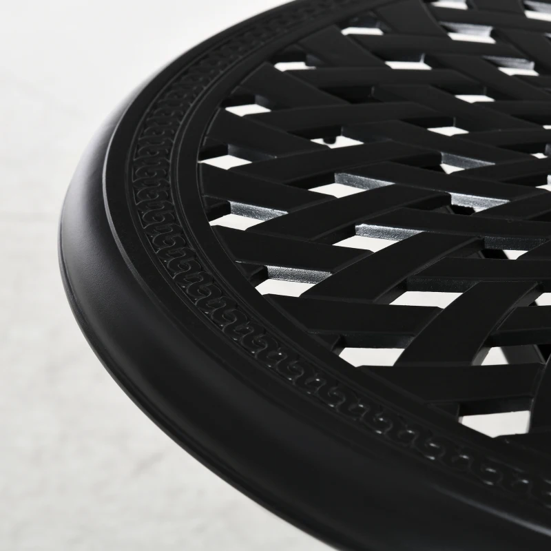 Outsunny 30-inch Round Patio Dining Table with Umbrella Hole Antique Cast Aluminium Outdoor Bistro Table, Black