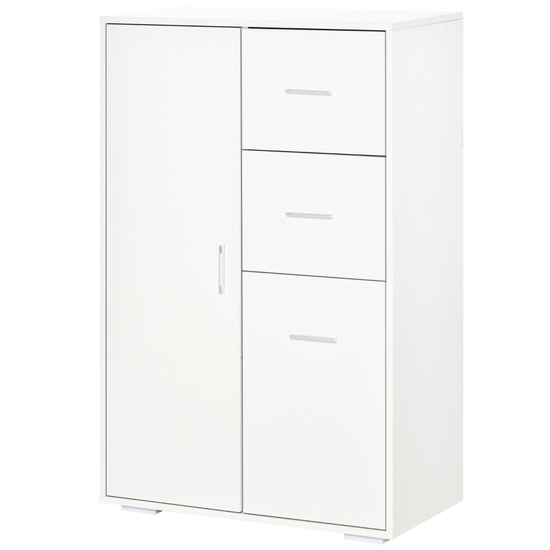HOMCOM Storage Cabinet with 2 Drawers and 2 Cabinet Free Standing, Kitchen Cabinet Sideboard Buffet Table for Living Room, White