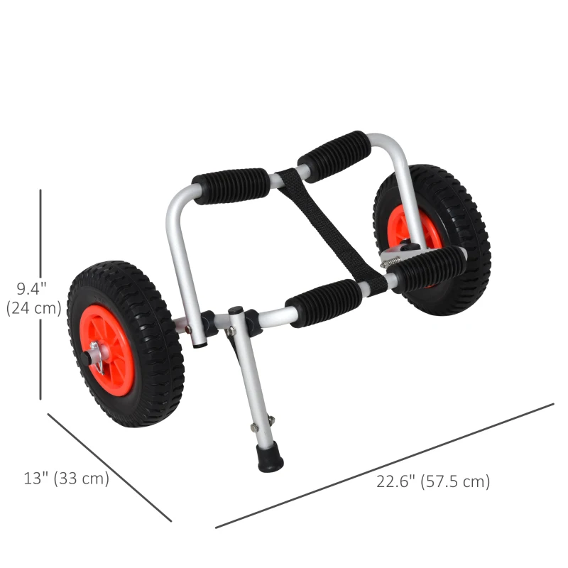 Soozier Kayak Cart Dolly with Flat-Free Wheels and Aluminum Frame for Kayaks, Canoes, Paddleboards, Folding Design, Silver