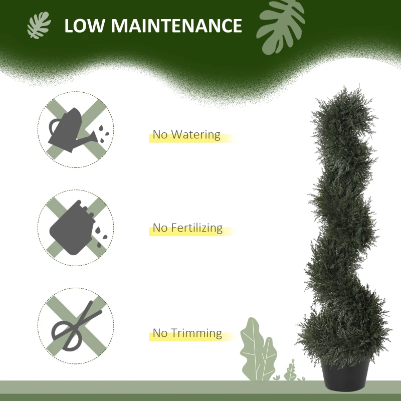 Outsunny 3FT Topiary Artificial Faux Cedar Tree Spiral Fake Plant, Pre-potted & Features High-Quality Detailed Look for Indoor or