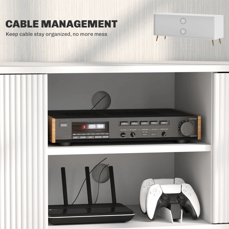 HOMCOM TV Stand with Storage for 55 Inch TV, Modern TV Cabinet with 2 Open Shelves and 2 Cabinets for Living Room, White