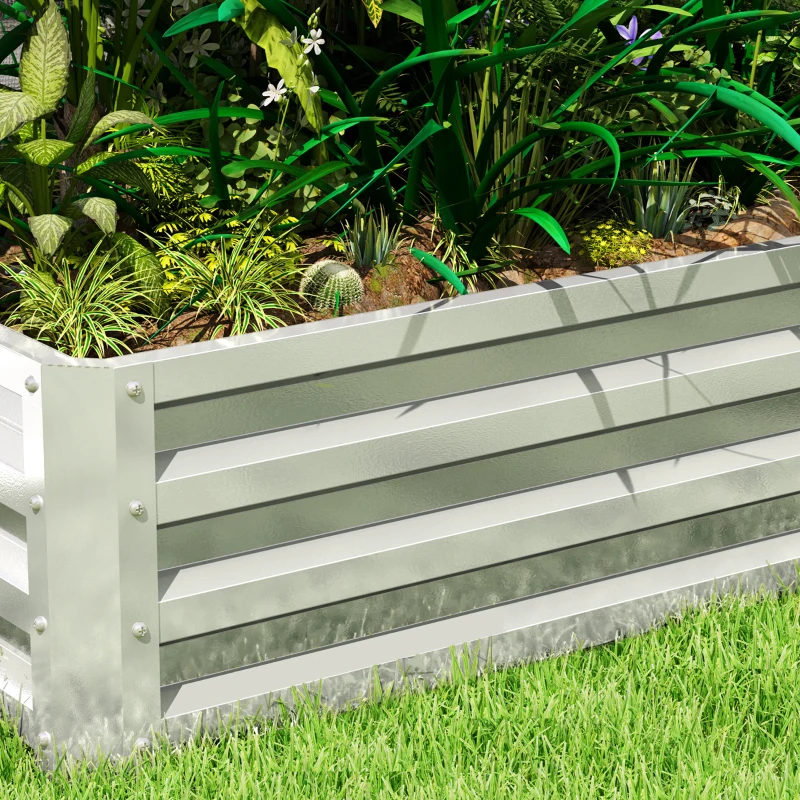 Outsunny Galvanized Raised Garden Bed, Outdoor Planter Box for Vegetables, Flowers, Herbs, 4' x 2' x 1', Silver