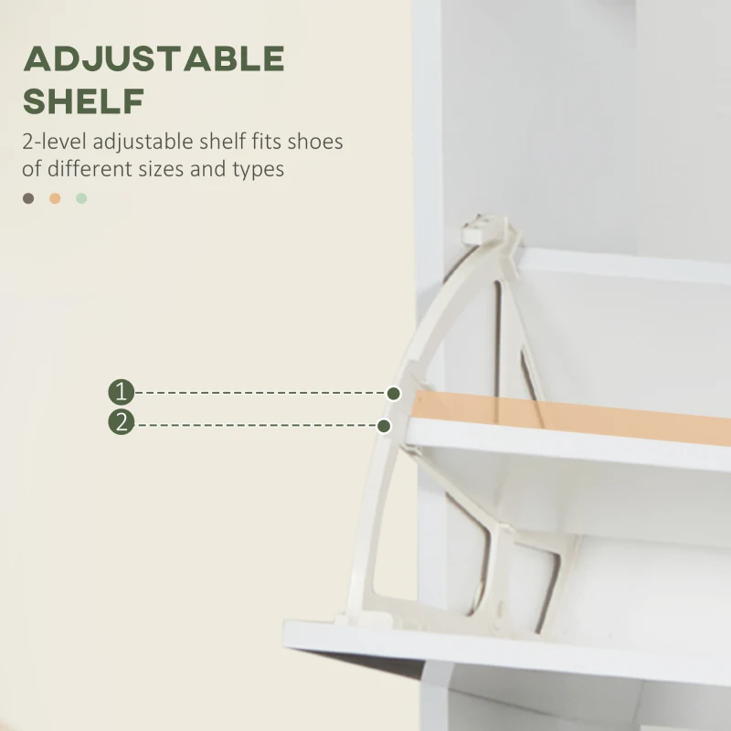 HOMCOM Slim Shoe Storage with 3 Flip Drawers and Adjustable Shelves Shoe Cabinet Organizer for 15 Pair, High Gloss White(m-5)