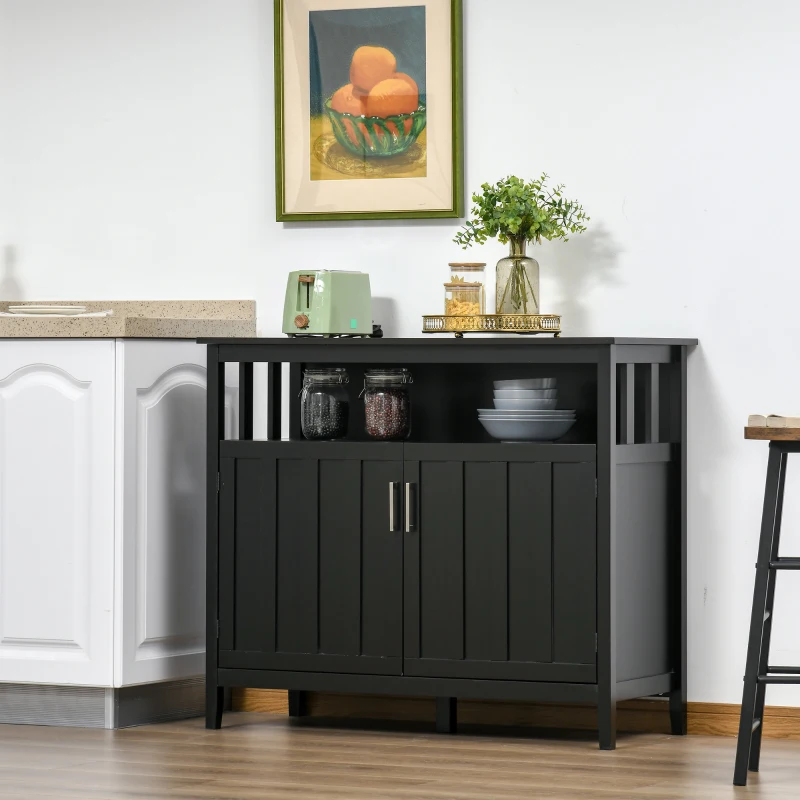 HOMCOM Sideboard Buffet Cabinet, Coffee Bar Cabinet with 2 Doors and Adjustable Shelves, Console Table for Kitchen Entryway Living Room, Black