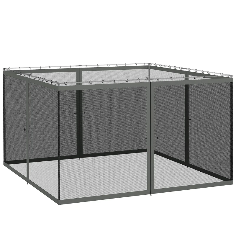 Outsunny Replacement Mosquito Netting for Gazebo 12' x 12' Black Screen Walls for Canopy with Zippers