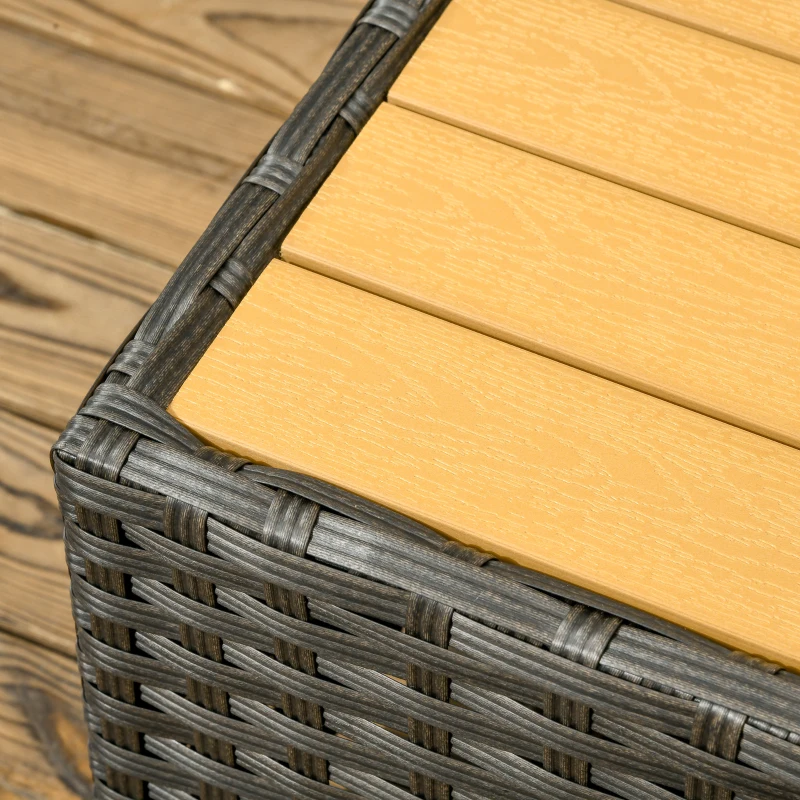 Outsunny 6 Pieces Outdoor Rattan Patio Furniture Set with Corner Sofa, Wood-Plastic Coffee Table, Light Grey