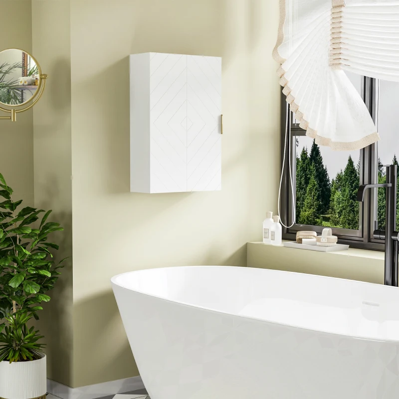 kleankin Bathroom Medicine Cabinet, Modern Wall Cabinet with Adjustable Shelves and Single Door for Laundry Room