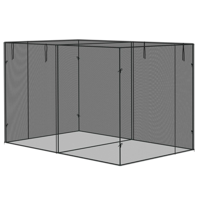 Outsunny 10 x 6.5ft Crop Cage, Garden Plant Protector with Two Zippered Doors, Storage Bag and Ground Stakes, Black
