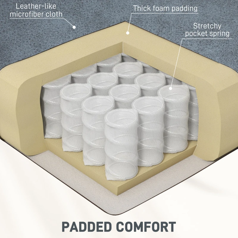 HOMCOM Manual Recliner Chair with Vibration Massage, Side Pockets, Microfibre Reclining Chair for Living Room, Blue-Grey