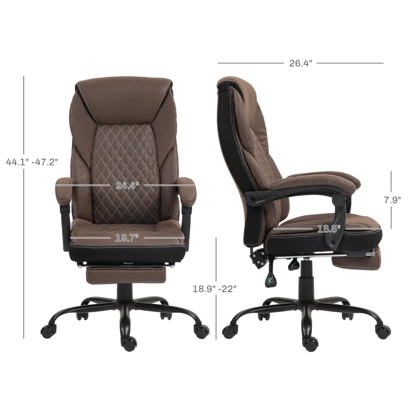 HOMCOM Executive Office Chair with footrest, High Back Desk Chair, Reclining Swivel Chair, Dark Brown