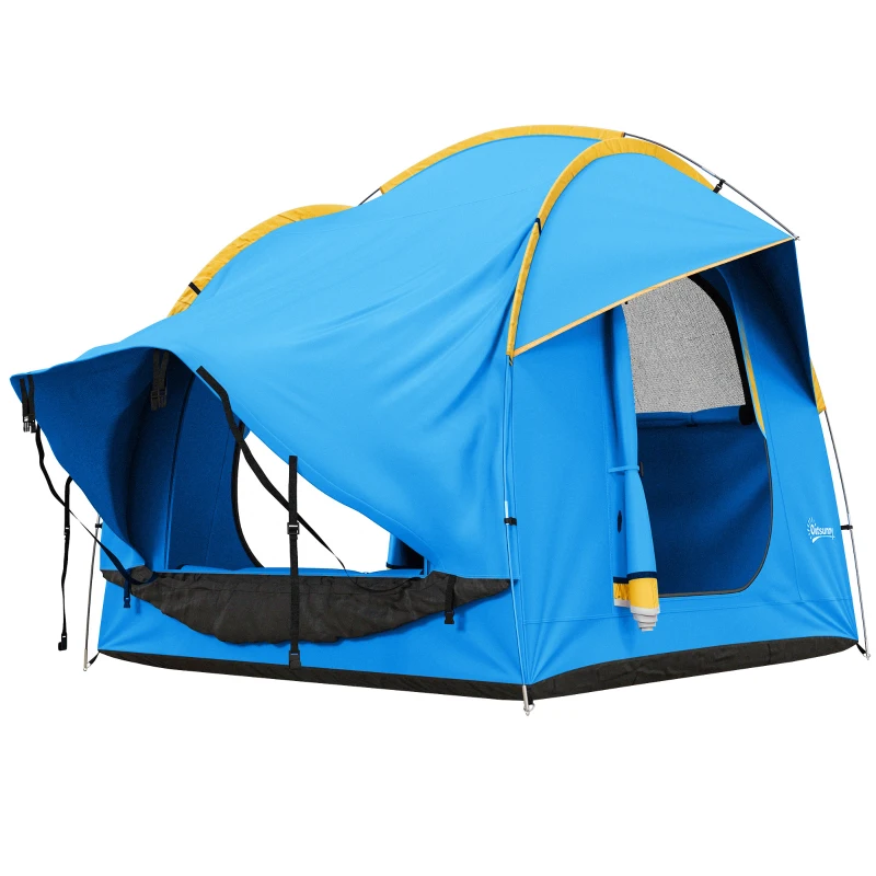 Outsunny 2000mm Waterproof SUV Tent, Car Tent with 3 Doors and Mesh Window, for 5-6 Person Camping Travel, Blue and Orange