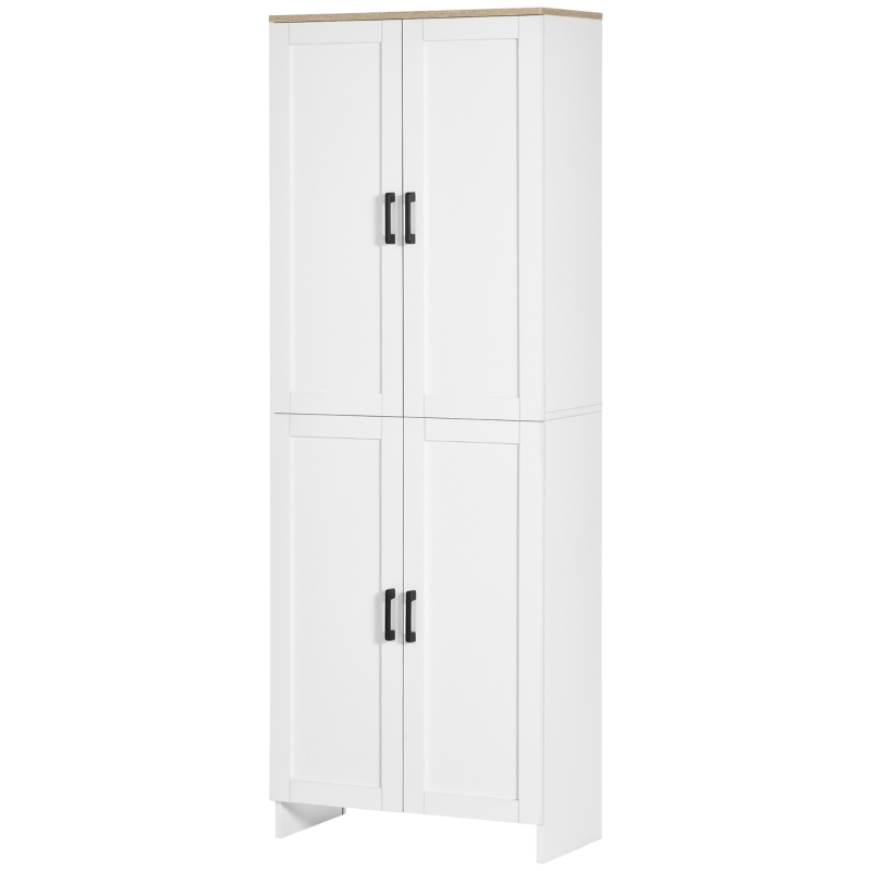 HOMCOM 67" 4-Door Kitchen Pantry Cabinet, Freestanding Storage Cabinet Cupboard with Adjustable Shelves, White