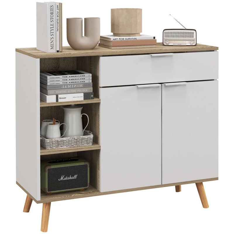 HOMCOM Modern Sideboard Cabinet, Freestanding Sideboards and Buffets with 2 Doors, Drawer and Adjustable Shelves