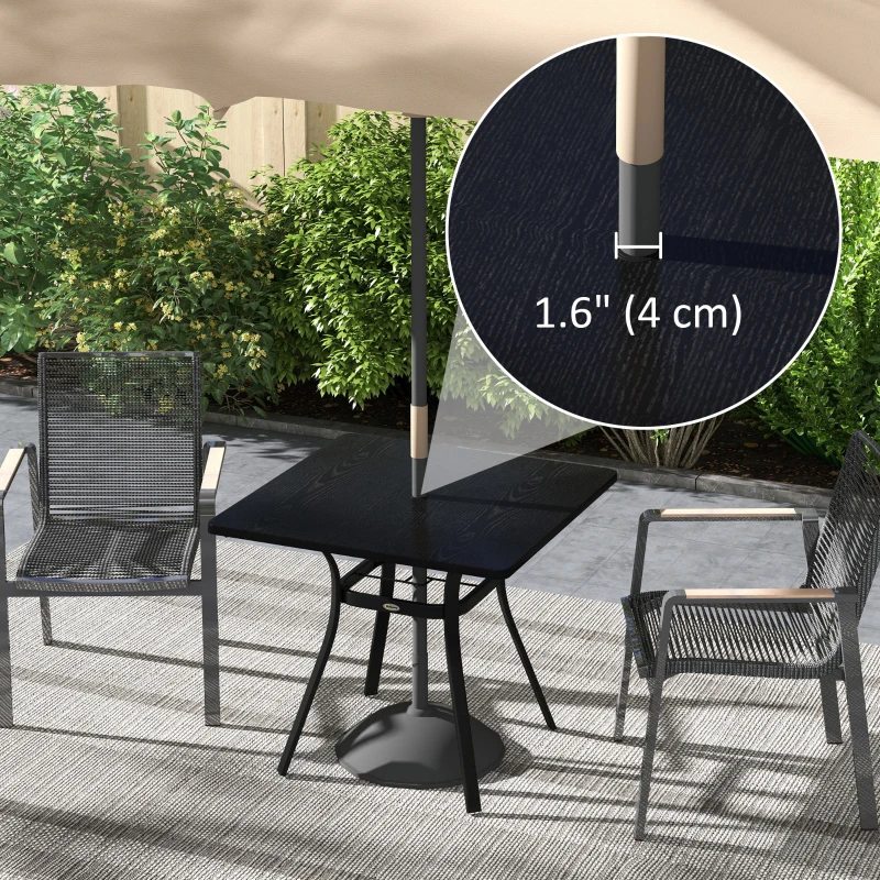Outsunny Rectangle Patio Dining Table for 4 People with Steel Legs, Metal Tabletop for Garden, Backyard, Lawn, Balcony, Black