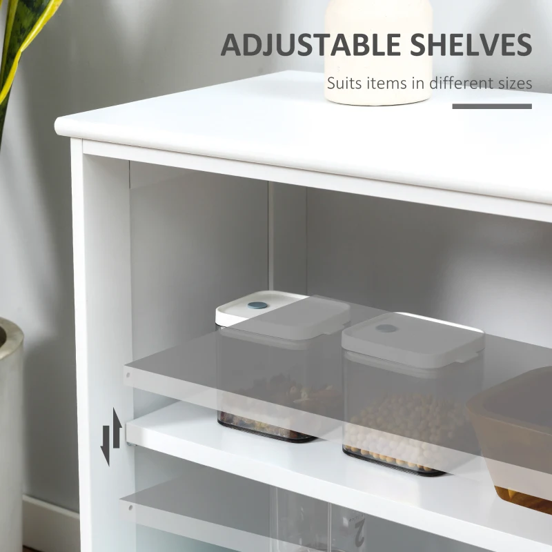 HOMCOM Sideboard Buffet Cabinet, Stackable Credenza, Coffee Bar Cabinet with Sliding Glass Door and Adjustable Shelf, White