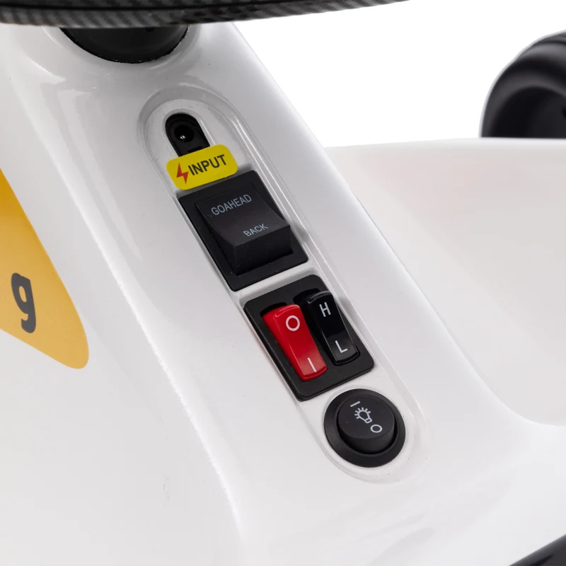 Qaba 6V Electric Go Kart for Aged 3-5 Kids with Music, Light, Horn, White