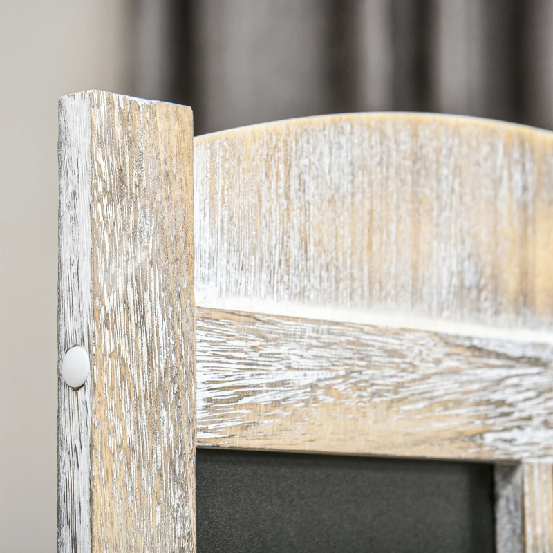 HOMCOM 4 Panel Room Divider, 5.6' Tall Farmhouse Style Folding Indoor Portable Wood Privacy Screen with Black Boards, Hinged Freestanding Partition Wall Dividers for Home Office, Natural